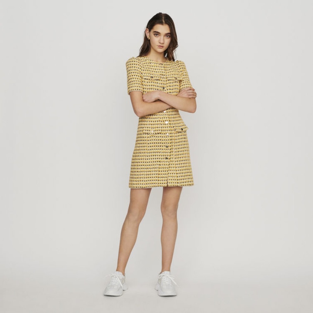 Maje Rill Short Dress in Tweed And Lorex Size 38